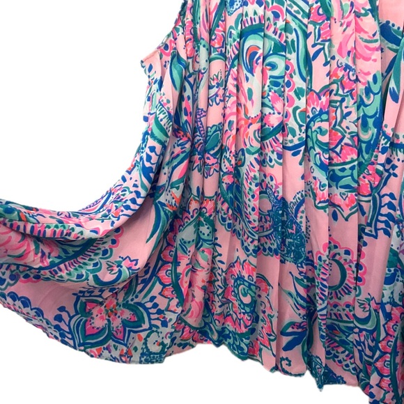 Lilly Pulitzer Rein Pleated Tank in Pink Tropics Print - Picture 6 of 9